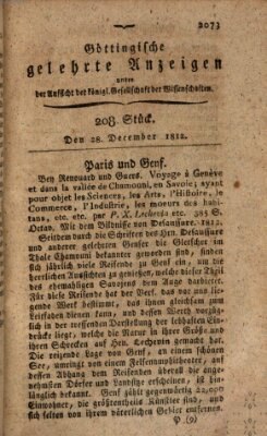 Göttingische gelehrte Anzeigen (Göttingische Zeitungen von gelehrten Sachen) Montag 28. Dezember 1812