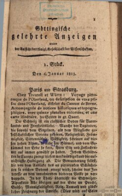 Göttingische gelehrte Anzeigen (Göttingische Zeitungen von gelehrten Sachen) Samstag 2. Januar 1813