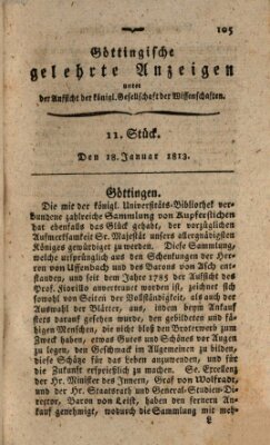 Göttingische gelehrte Anzeigen (Göttingische Zeitungen von gelehrten Sachen) Montag 18. Januar 1813