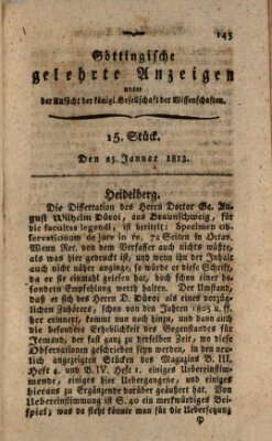 Göttingische gelehrte Anzeigen (Göttingische Zeitungen von gelehrten Sachen) Montag 25. Januar 1813