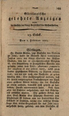 Göttingische gelehrte Anzeigen (Göttingische Zeitungen von gelehrten Sachen) Montag 1. Februar 1813