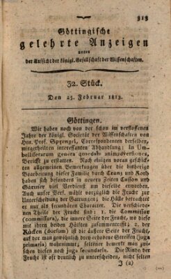 Göttingische gelehrte Anzeigen (Göttingische Zeitungen von gelehrten Sachen) Donnerstag 25. Februar 1813