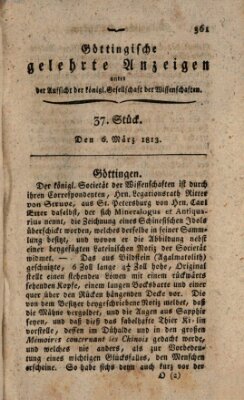 Göttingische gelehrte Anzeigen (Göttingische Zeitungen von gelehrten Sachen) Samstag 6. März 1813