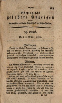 Göttingische gelehrte Anzeigen (Göttingische Zeitungen von gelehrten Sachen) Montag 8. März 1813