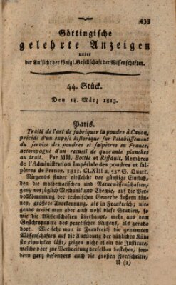 Göttingische gelehrte Anzeigen (Göttingische Zeitungen von gelehrten Sachen) Donnerstag 18. März 1813