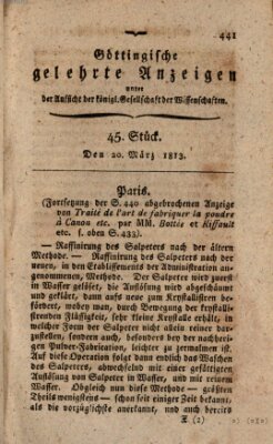 Göttingische gelehrte Anzeigen (Göttingische Zeitungen von gelehrten Sachen) Samstag 20. März 1813