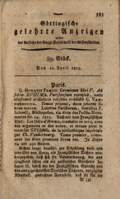 Göttingische gelehrte Anzeigen (Göttingische Zeitungen von gelehrten Sachen) Montag 12. April 1813