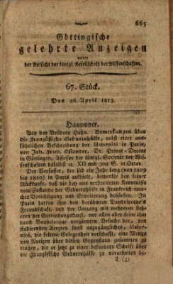 Göttingische gelehrte Anzeigen (Göttingische Zeitungen von gelehrten Sachen) Montag 26. April 1813