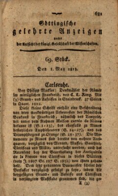 Göttingische gelehrte Anzeigen (Göttingische Zeitungen von gelehrten Sachen) Samstag 1. Mai 1813