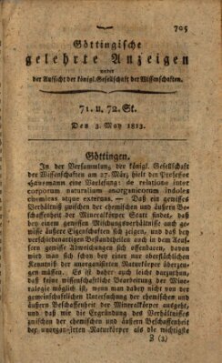 Göttingische gelehrte Anzeigen (Göttingische Zeitungen von gelehrten Sachen) Montag 3. Mai 1813