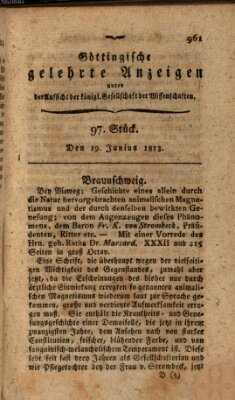 Göttingische gelehrte Anzeigen (Göttingische Zeitungen von gelehrten Sachen) Samstag 19. Juni 1813