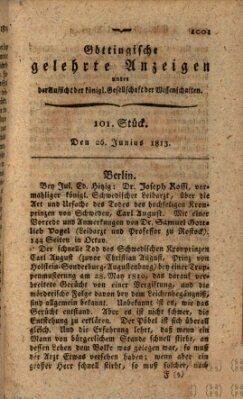 Göttingische gelehrte Anzeigen (Göttingische Zeitungen von gelehrten Sachen) Samstag 26. Juni 1813