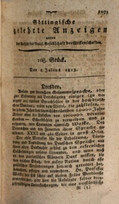 Göttingische gelehrte Anzeigen (Göttingische Zeitungen von gelehrten Sachen) Donnerstag 8. Juli 1813