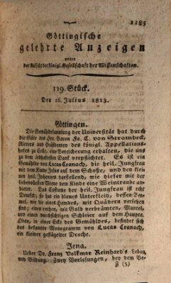 Göttingische gelehrte Anzeigen (Göttingische Zeitungen von gelehrten Sachen) Montag 26. Juli 1813