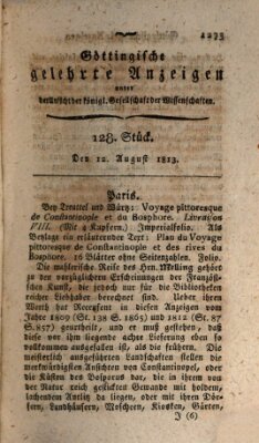 Göttingische gelehrte Anzeigen (Göttingische Zeitungen von gelehrten Sachen) Donnerstag 12. August 1813