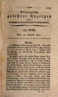 Göttingische gelehrte Anzeigen (Göttingische Zeitungen von gelehrten Sachen) Montag 23. August 1813