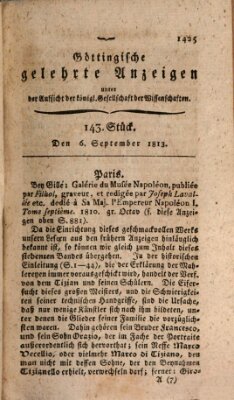 Göttingische gelehrte Anzeigen (Göttingische Zeitungen von gelehrten Sachen) Montag 6. September 1813