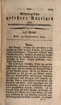 Göttingische gelehrte Anzeigen (Göttingische Zeitungen von gelehrten Sachen) Montag 13. September 1813