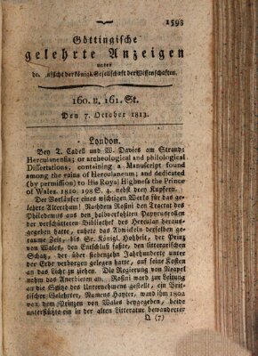 Göttingische gelehrte Anzeigen (Göttingische Zeitungen von gelehrten Sachen) Donnerstag 7. Oktober 1813