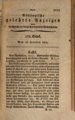 Göttingische gelehrte Anzeigen (Göttingische Zeitungen von gelehrten Sachen) Donnerstag 28. Oktober 1813