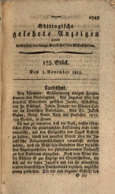 Göttingische gelehrte Anzeigen (Göttingische Zeitungen von gelehrten Sachen) Montag 1. November 1813