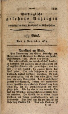 Göttingische gelehrte Anzeigen (Göttingische Zeitungen von gelehrten Sachen) Montag 8. November 1813