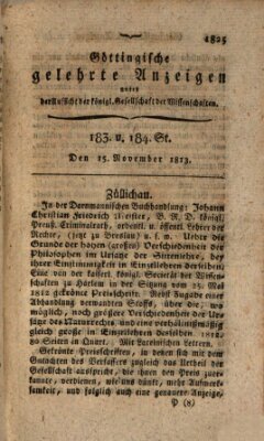 Göttingische gelehrte Anzeigen (Göttingische Zeitungen von gelehrten Sachen) Montag 15. November 1813