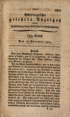 Göttingische gelehrte Anzeigen (Göttingische Zeitungen von gelehrten Sachen) Donnerstag 25. November 1813