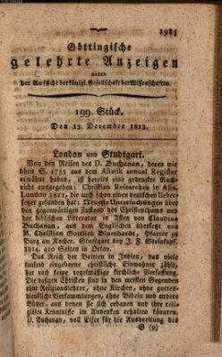 Göttingische gelehrte Anzeigen (Göttingische Zeitungen von gelehrten Sachen) Montag 13. Dezember 1813