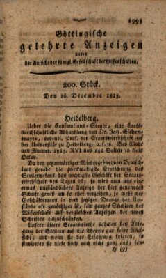 Göttingische gelehrte Anzeigen (Göttingische Zeitungen von gelehrten Sachen) Donnerstag 16. Dezember 1813