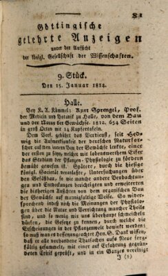 Göttingische gelehrte Anzeigen (Göttingische Zeitungen von gelehrten Sachen) Samstag 15. Januar 1814