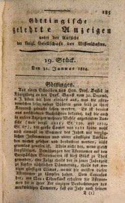 Göttingische gelehrte Anzeigen (Göttingische Zeitungen von gelehrten Sachen) Montag 31. Januar 1814