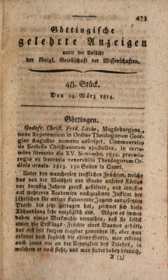 Göttingische gelehrte Anzeigen (Göttingische Zeitungen von gelehrten Sachen) Donnerstag 24. März 1814