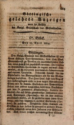 Göttingische gelehrte Anzeigen (Göttingische Zeitungen von gelehrten Sachen) Montag 25. April 1814