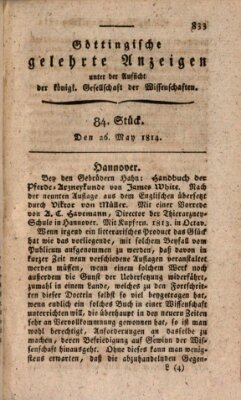 Göttingische gelehrte Anzeigen (Göttingische Zeitungen von gelehrten Sachen) Donnerstag 26. Mai 1814