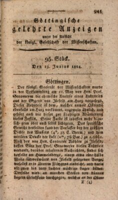 Göttingische gelehrte Anzeigen (Göttingische Zeitungen von gelehrten Sachen) Montag 13. Juni 1814