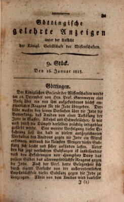 Göttingische gelehrte Anzeigen (Göttingische Zeitungen von gelehrten Sachen) Montag 16. Januar 1815