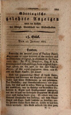 Göttingische gelehrte Anzeigen (Göttingische Zeitungen von gelehrten Sachen) Montag 23. Januar 1815