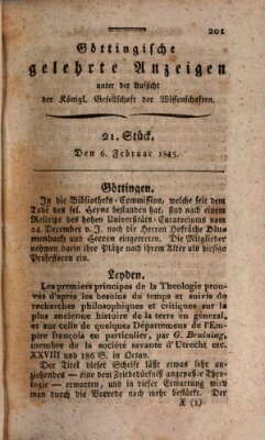 Göttingische gelehrte Anzeigen (Göttingische Zeitungen von gelehrten Sachen) Montag 6. Februar 1815