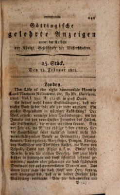 Göttingische gelehrte Anzeigen (Göttingische Zeitungen von gelehrten Sachen) Montag 13. Februar 1815