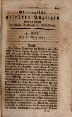 Göttingische gelehrte Anzeigen (Göttingische Zeitungen von gelehrten Sachen) Montag 13. März 1815