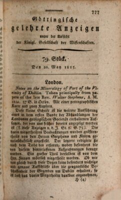 Göttingische gelehrte Anzeigen (Göttingische Zeitungen von gelehrten Sachen) Samstag 20. Mai 1815