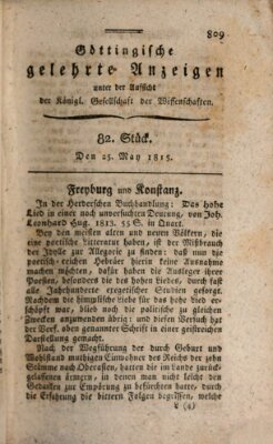 Göttingische gelehrte Anzeigen (Göttingische Zeitungen von gelehrten Sachen) Donnerstag 25. Mai 1815