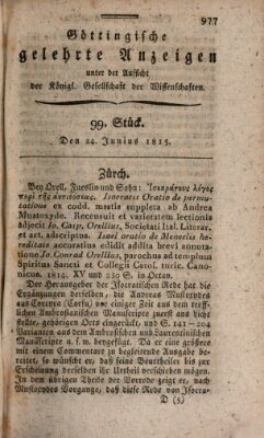 Göttingische gelehrte Anzeigen (Göttingische Zeitungen von gelehrten Sachen) Samstag 24. Juni 1815