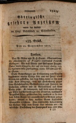 Göttingische gelehrte Anzeigen (Göttingische Zeitungen von gelehrten Sachen) Montag 25. September 1815