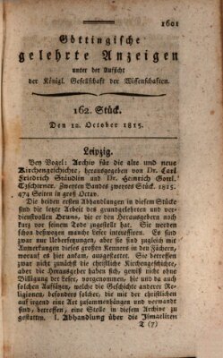 Göttingische gelehrte Anzeigen (Göttingische Zeitungen von gelehrten Sachen) Donnerstag 12. Oktober 1815