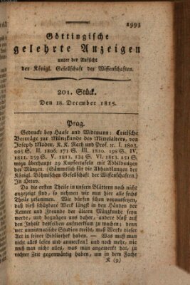 Göttingische gelehrte Anzeigen (Göttingische Zeitungen von gelehrten Sachen) Montag 18. Dezember 1815