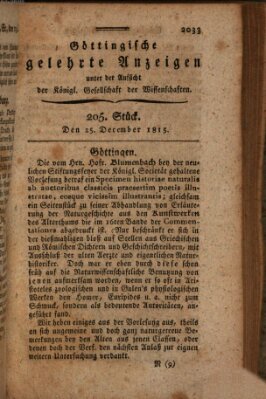 Göttingische gelehrte Anzeigen (Göttingische Zeitungen von gelehrten Sachen) Montag 25. Dezember 1815