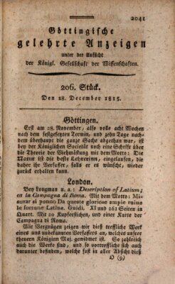 Göttingische gelehrte Anzeigen (Göttingische Zeitungen von gelehrten Sachen) Donnerstag 28. Dezember 1815