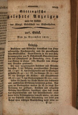 Göttingische gelehrte Anzeigen (Göttingische Zeitungen von gelehrten Sachen) Samstag 30. Dezember 1815